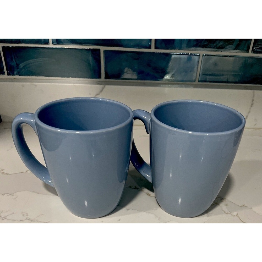 Set of‎ 2 Vintage CORELLE Light Blue Stoneware Coffee Tea Cups Mugs Replacement